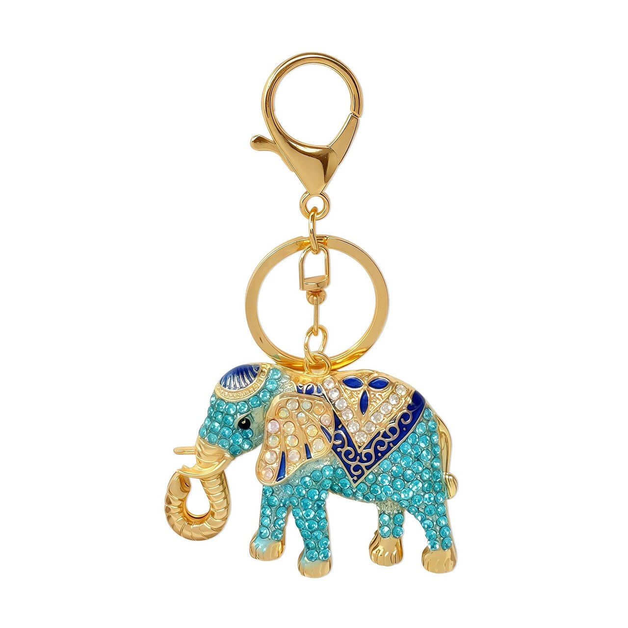 Wrapables Crystal Bling Keychain, Keyring Purse Handbag Pendant Charm, Blue Opulent Elephant
